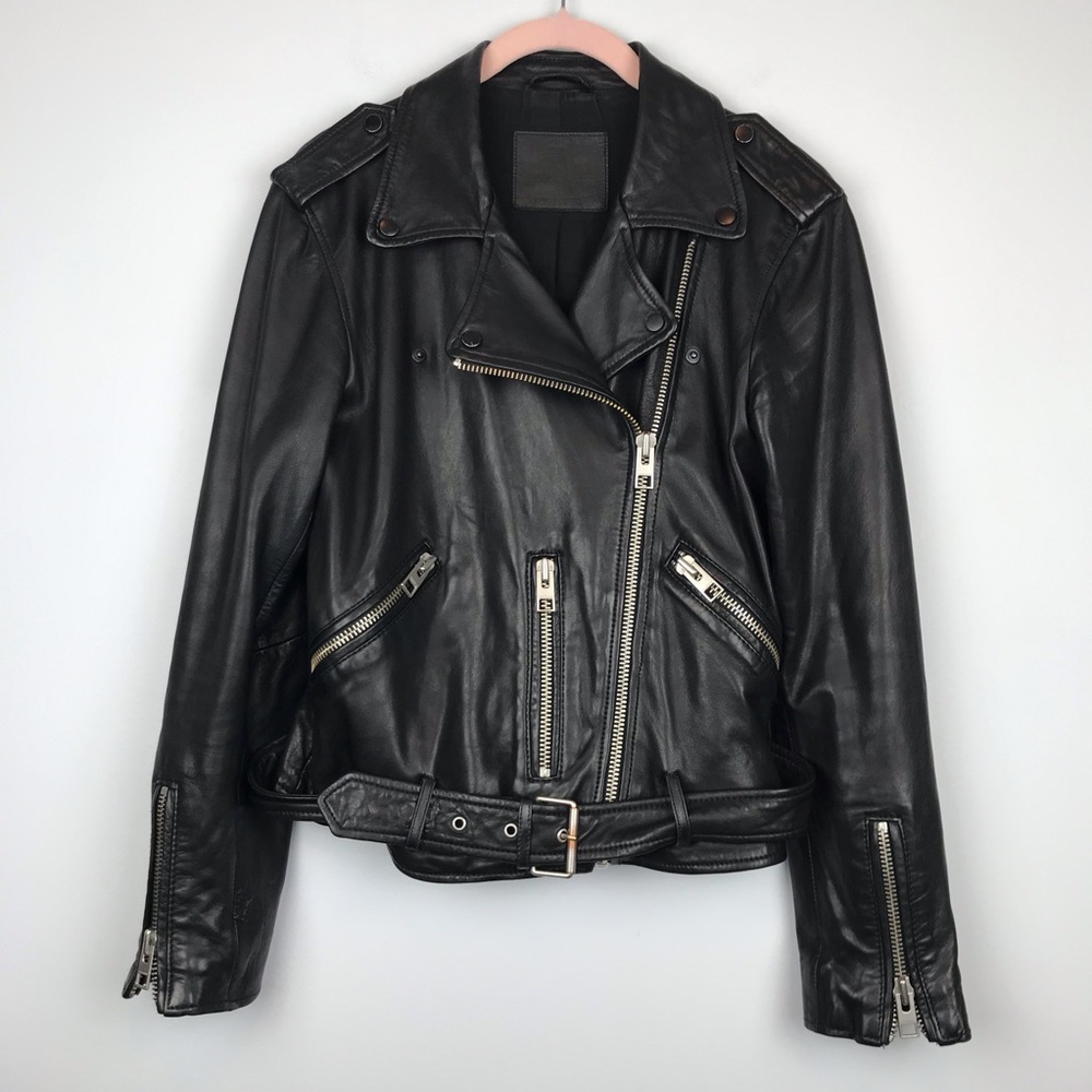 All Saints Balfern Biker Leather Moto Jacket 6